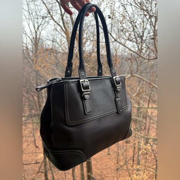 Vintage Coach Hampton Black Leather Carryall | Style 7555 | 2003 | Great Cond - Picture 3 of 11